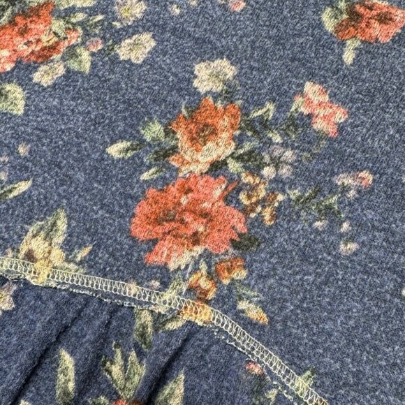 Rewind Womens Floral Peplum Top XL Blue/Red Polyester/Spandex - Picture 4 of 5